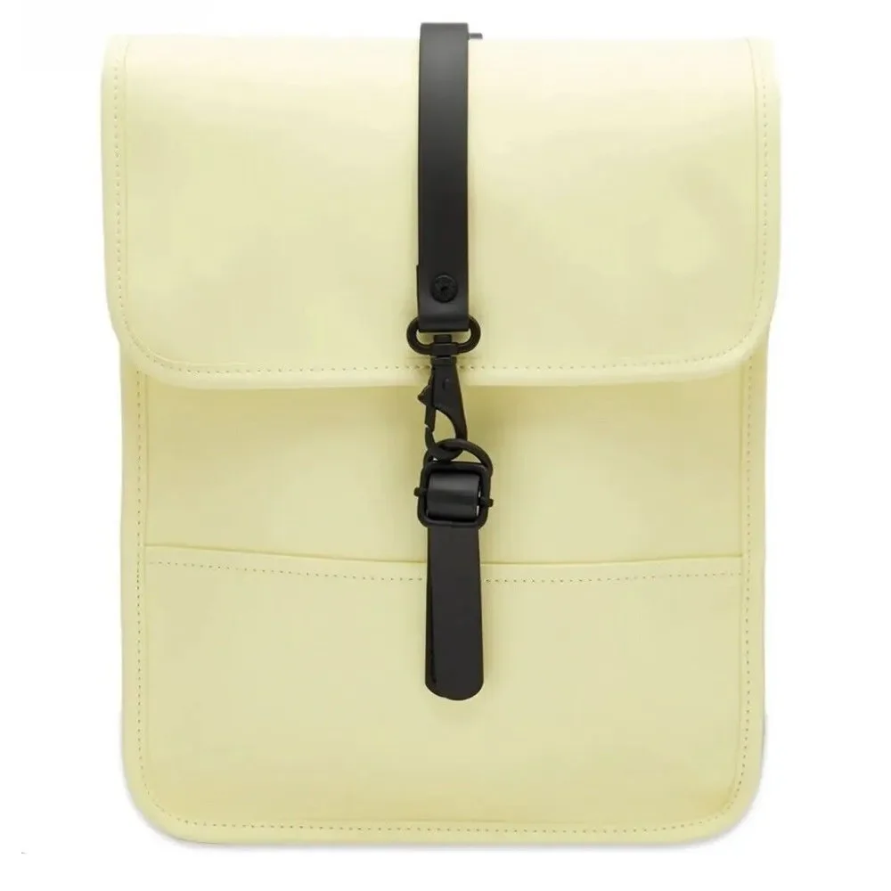 Rains Waterproof Backpack Rucksack Straw/Yellow Laptop External Phone Pocket New